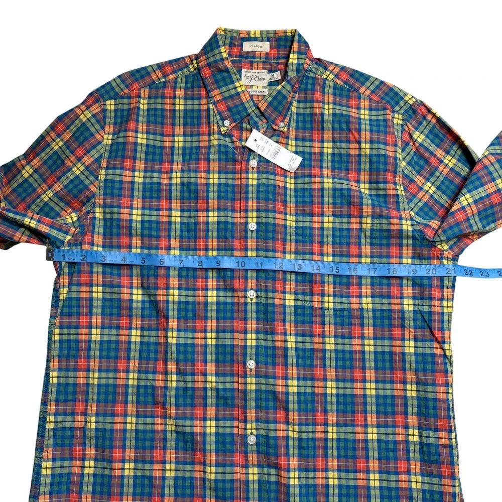 J.Crew‎ NWT Secret Wash Plaid Shirt Mens Medium Classic Fit Button Down BJ705